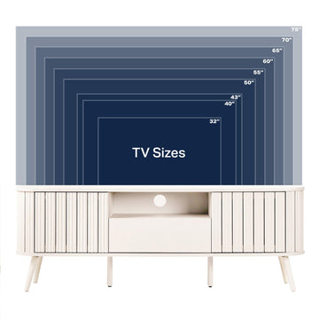 Damien 70 in. Farmhouse Curved TV Stand with Drawer and Storage Doors Fits TVs up to 75 in. with Cable Management
